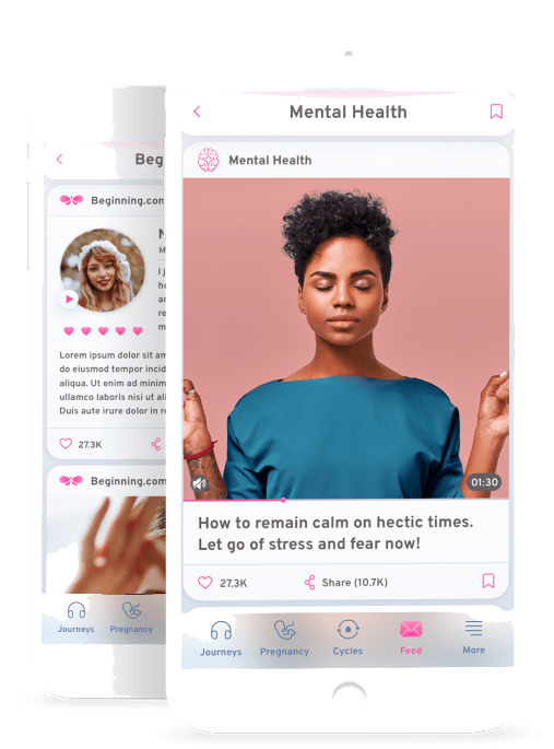 The Beginning.com wellness app feed on a phone