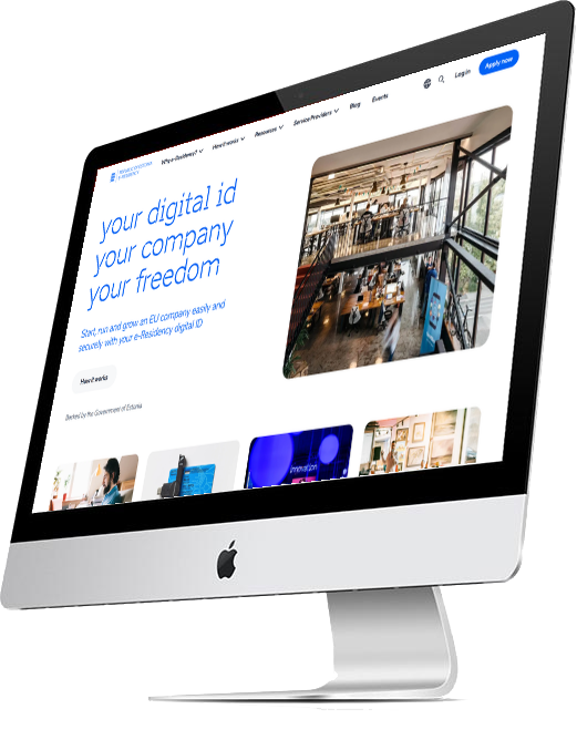 The e-Residency site on a desktop screen