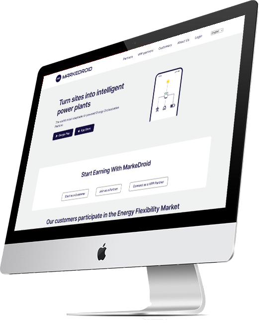 The MarkeDroid landing page on a desktop screen