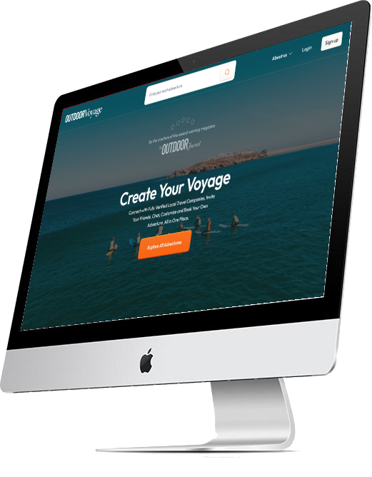 The Outdoor Voyage landing page on a desktop screen